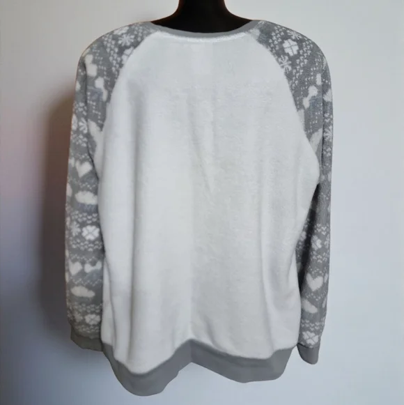 Disney Fleece Eeyore Embroidered Sweater with Patterned Sleeves Sz XL - Picture 3 of 10